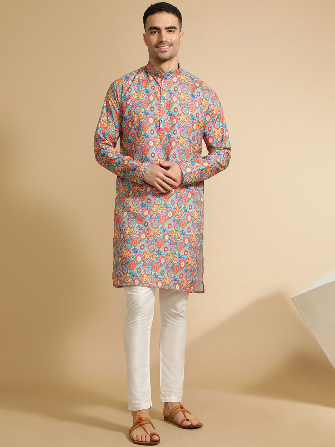 

Jaipur Kurti Men Printed Pastels Kurta, Multi