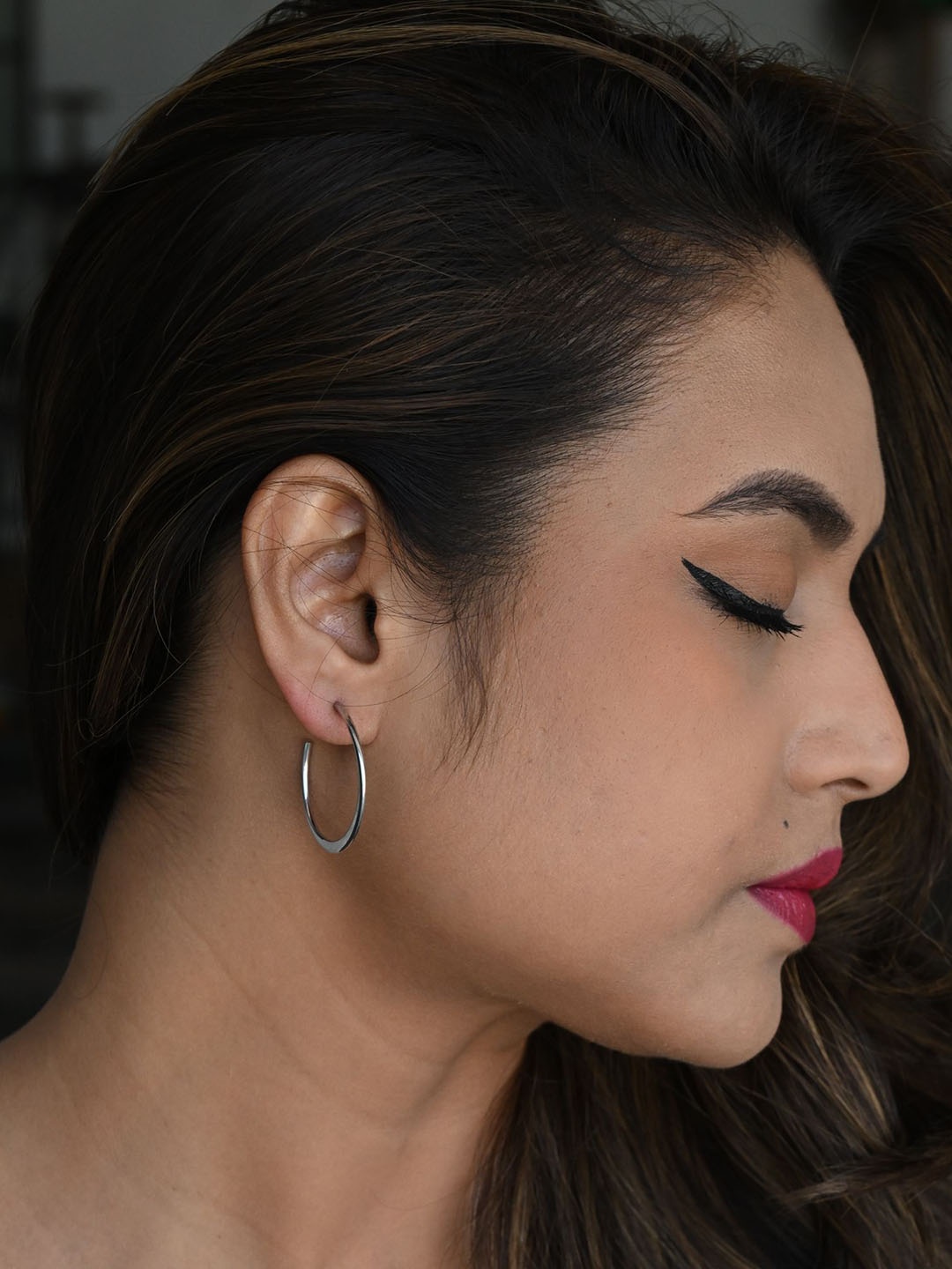 

925 SILLER Contemporary 925 Sterling Silver Circular Shaped Loops