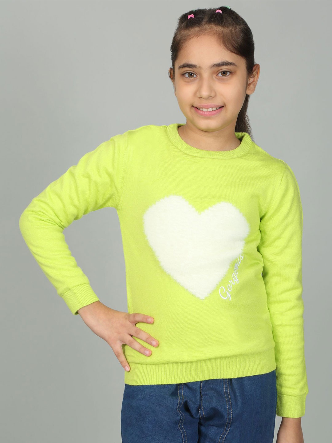 

Cantabil Girls Self Design Pullover, Green