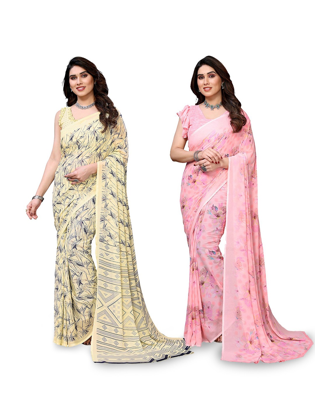 

Moda Rapido Floral Poly Georgette Saree, Pink