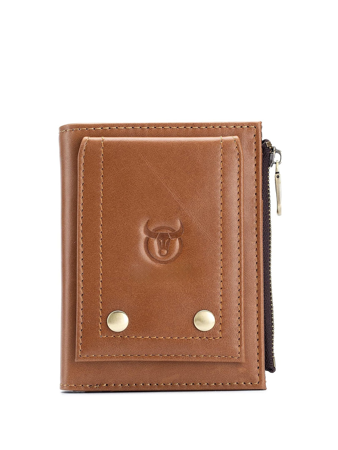 

CONTACTS Men Leather Two Fold Wallet, Brown