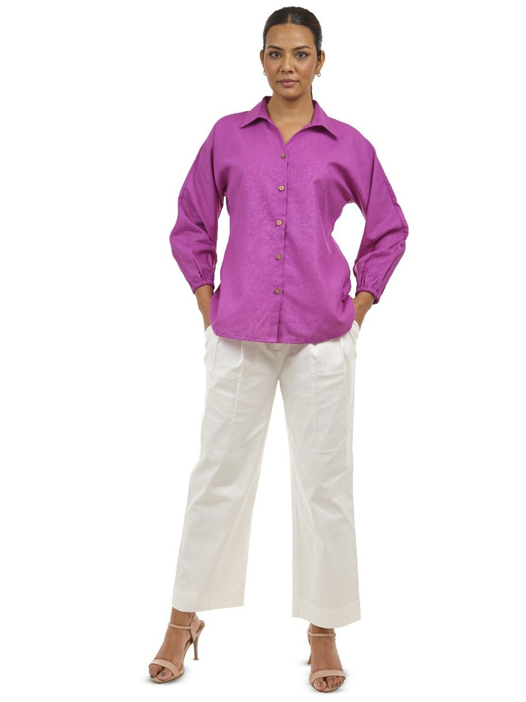 

LUXERAA Long Sleeves Shirt With Trouser, Purple