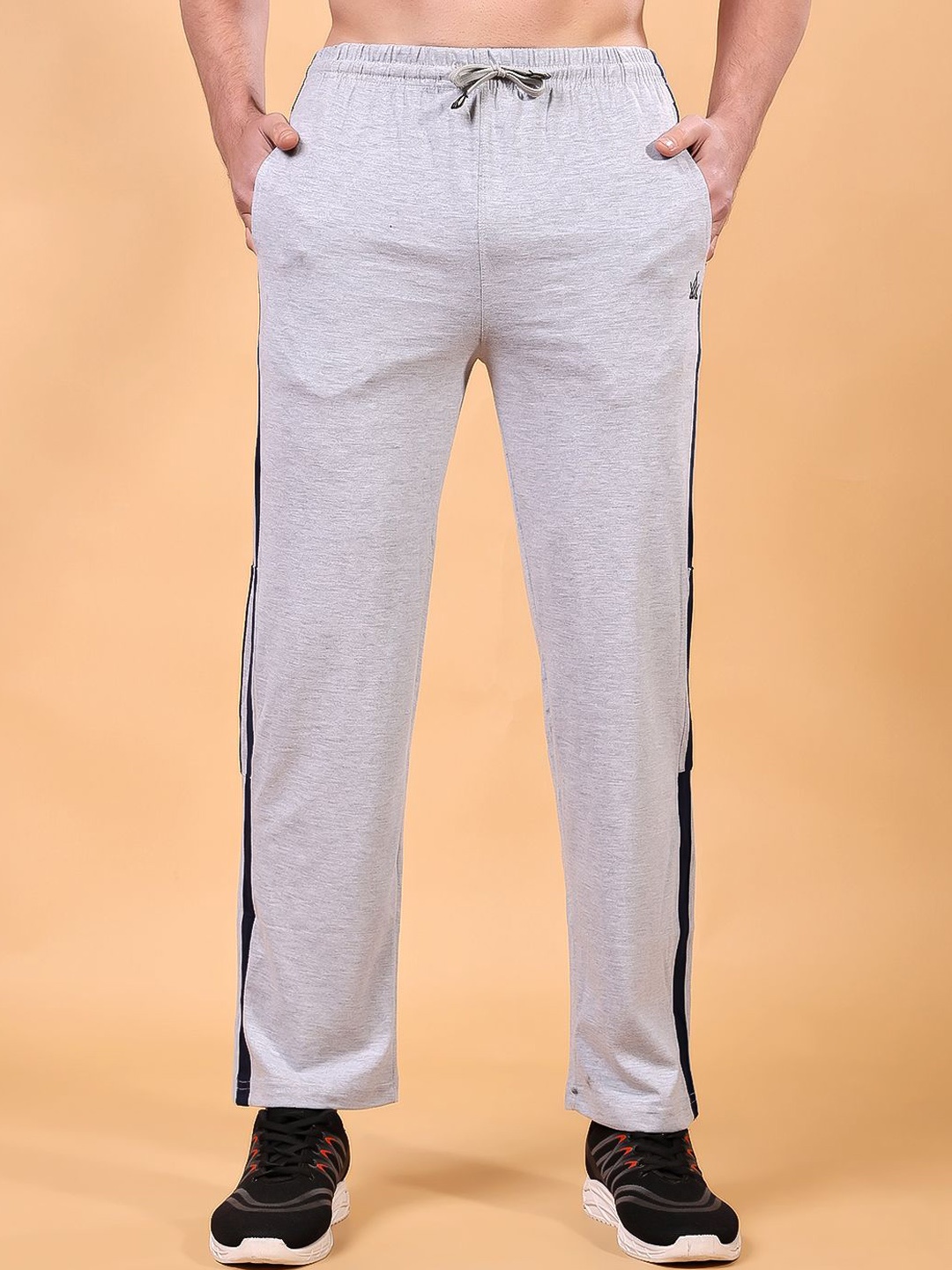 

FAW Men Cotton Track Pants, Grey melange