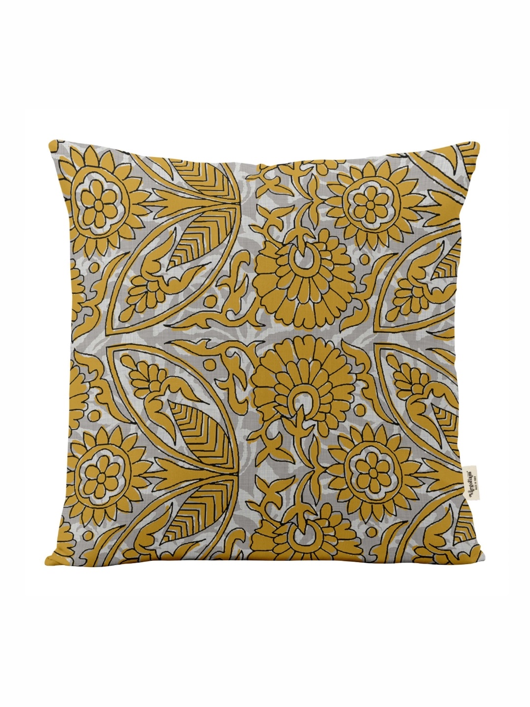 

Vargottam 2-Pcs Yellow & Grey Floral Printed Square Cushion Covers