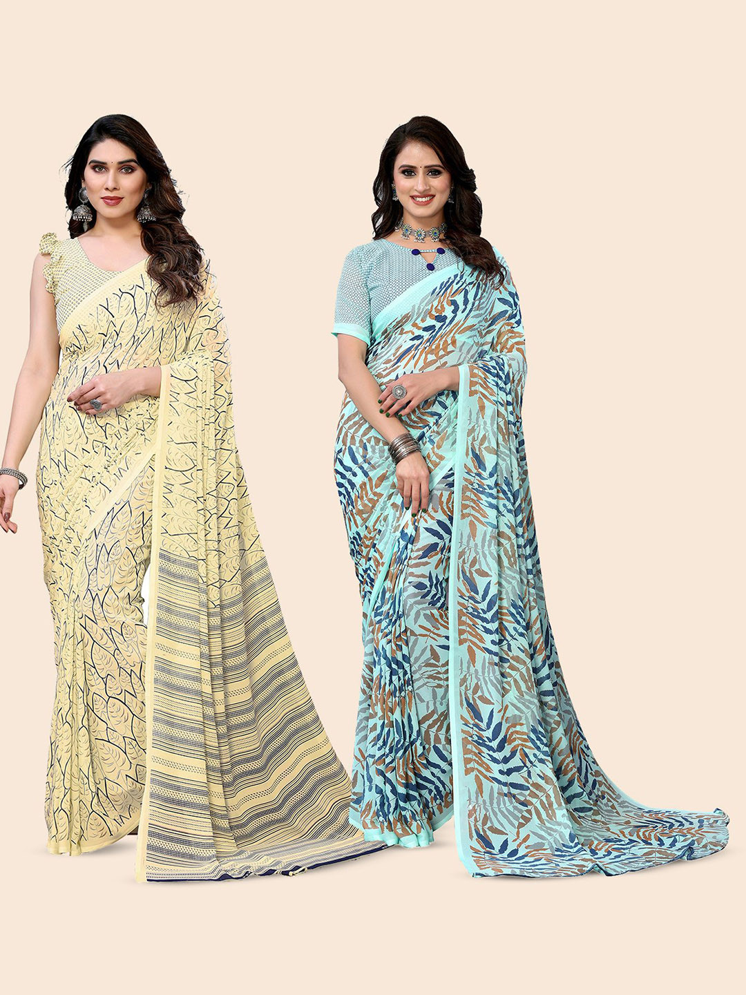 

Moda Rapido Floral Poly Georgette Saree, Yellow