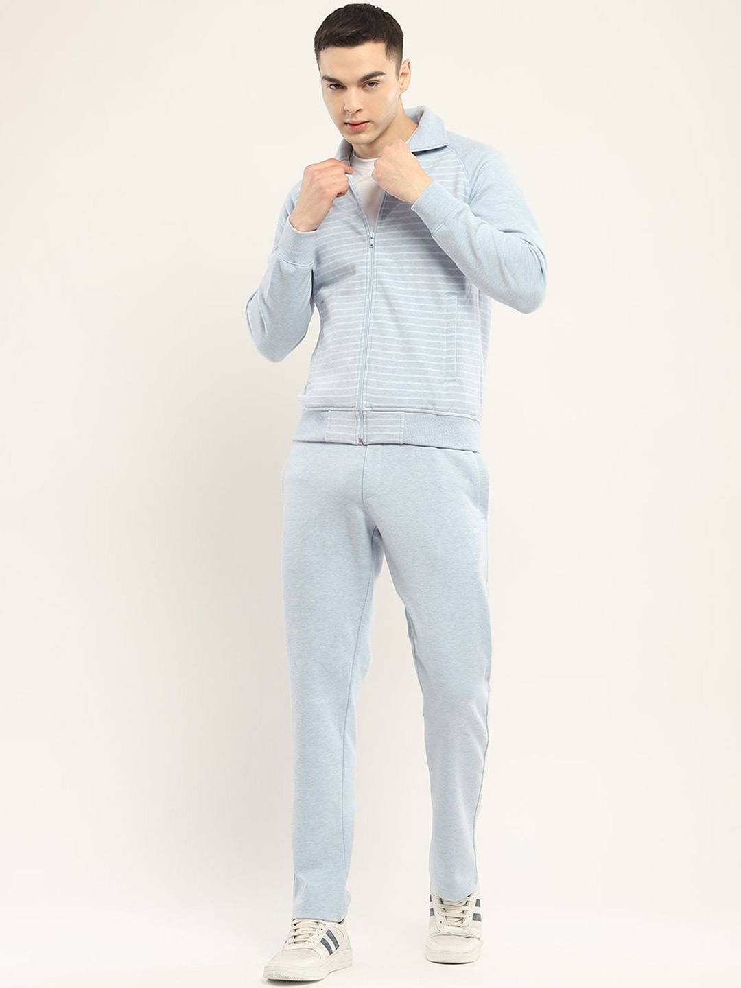 

Monte Carlo Striped Collared Full Sleeve Tracksuit, Blue