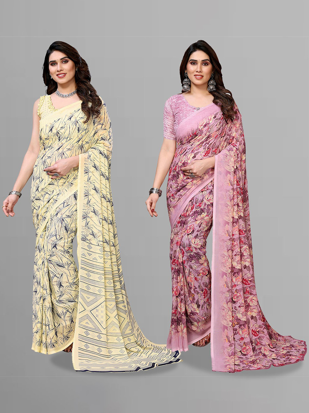 

Moda Rapido Floral Poly Georgette Saree, Yellow