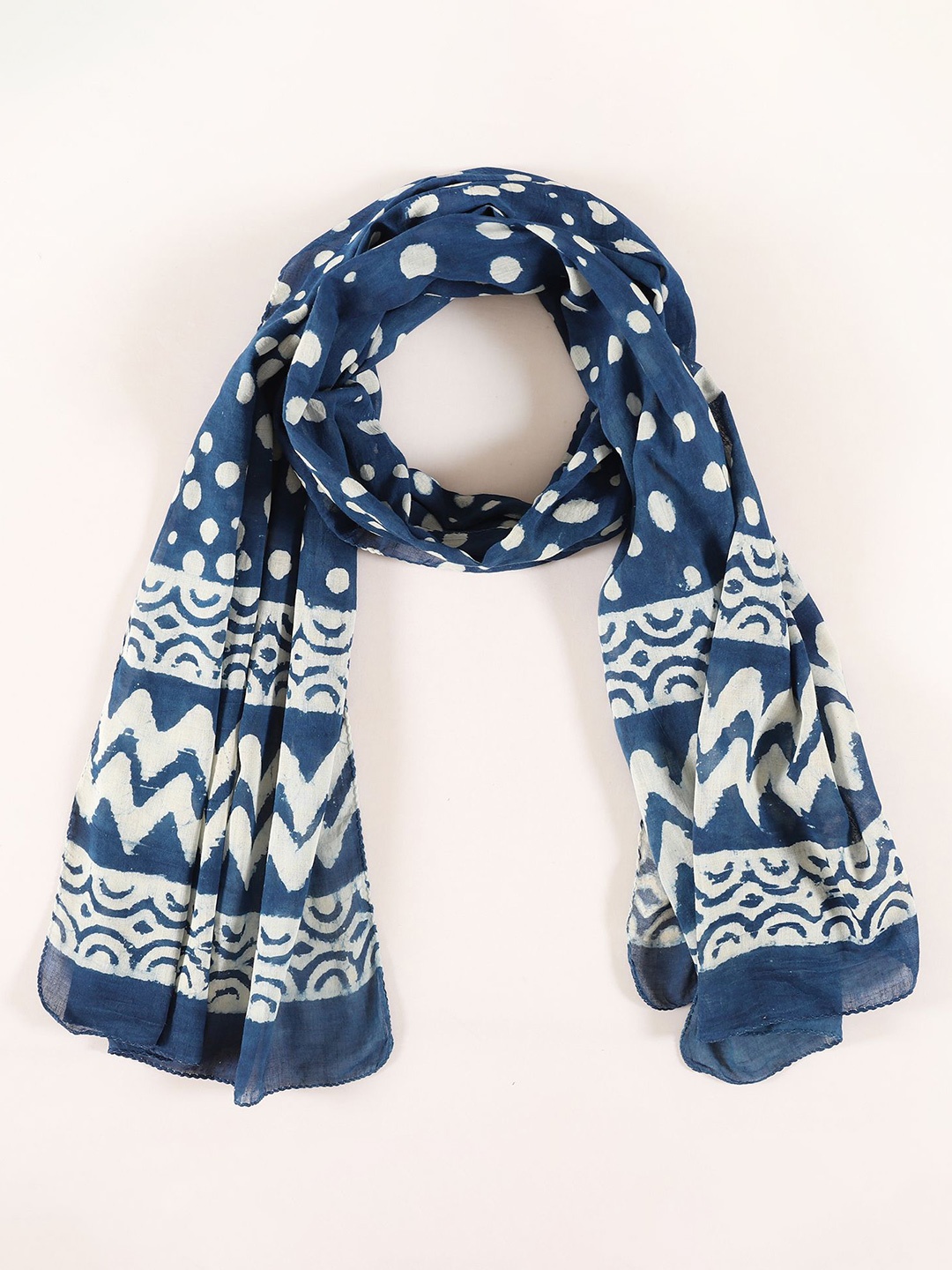 

HANDICRAFT PALACE Women Printed Scarf, Blue