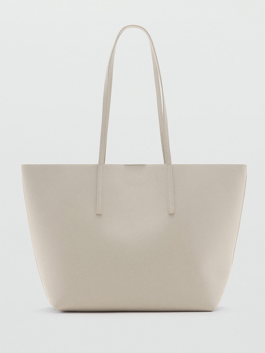 

MANGO Textured Oversized Shopper Tote Bag, Beige