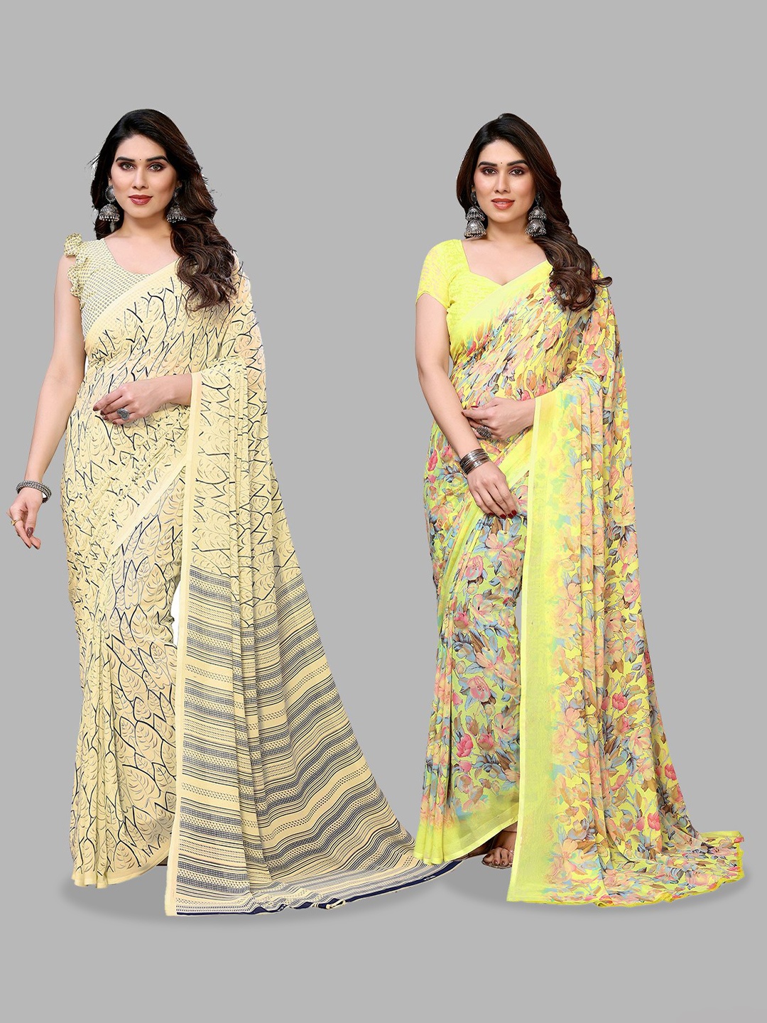 

Moda Rapido Floral Poly Georgette Saree, Yellow