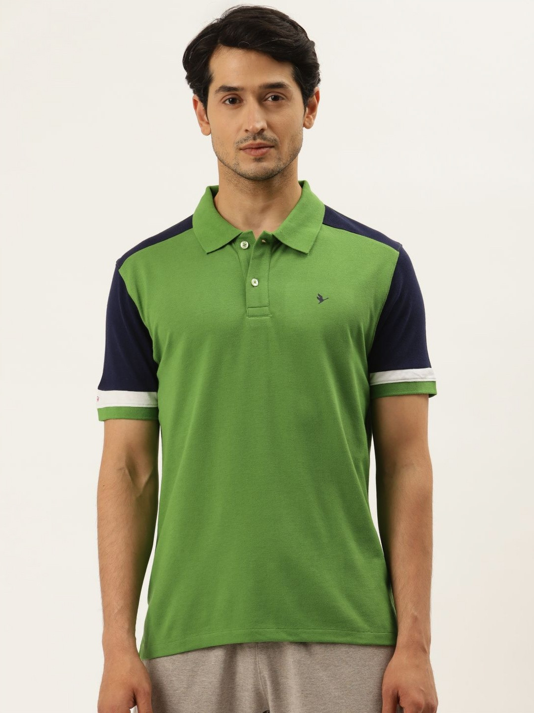 

AMSWAN Men Printed Polo Collar T-shirt, Green