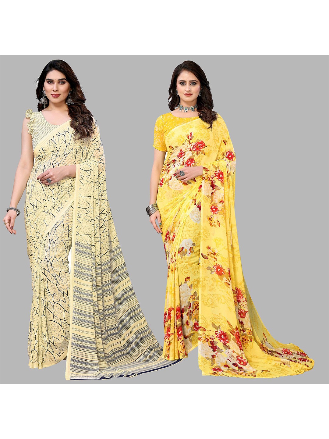 

Moda Rapido Floral Poly Georgette Saree, Yellow