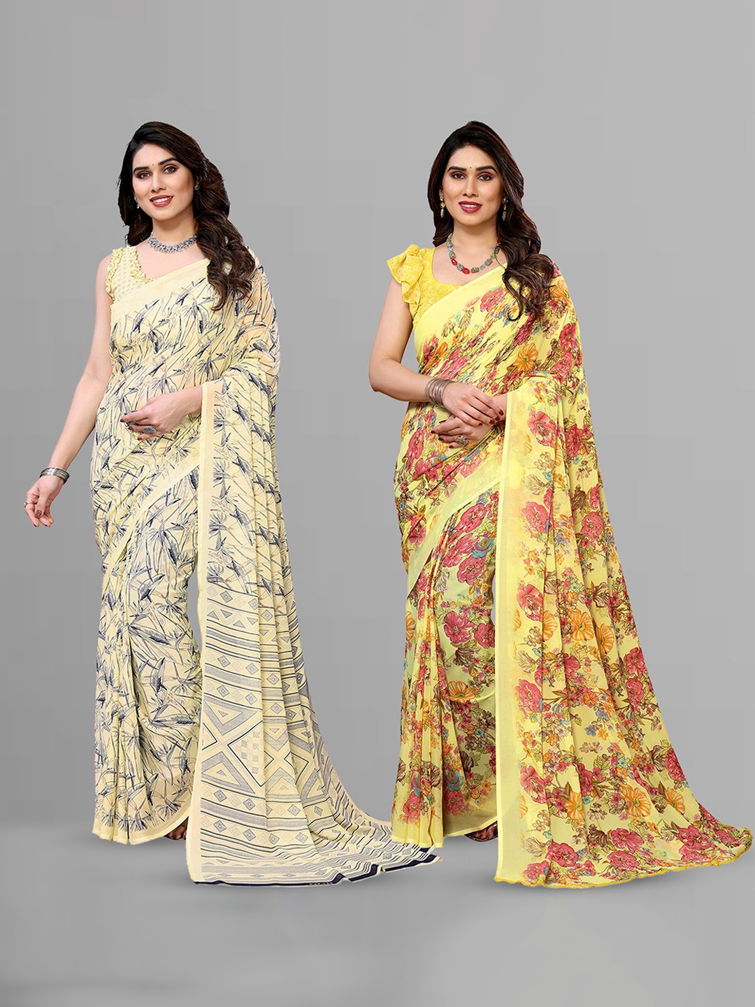 

Moda Rapido Floral Poly Georgette Saree, Yellow