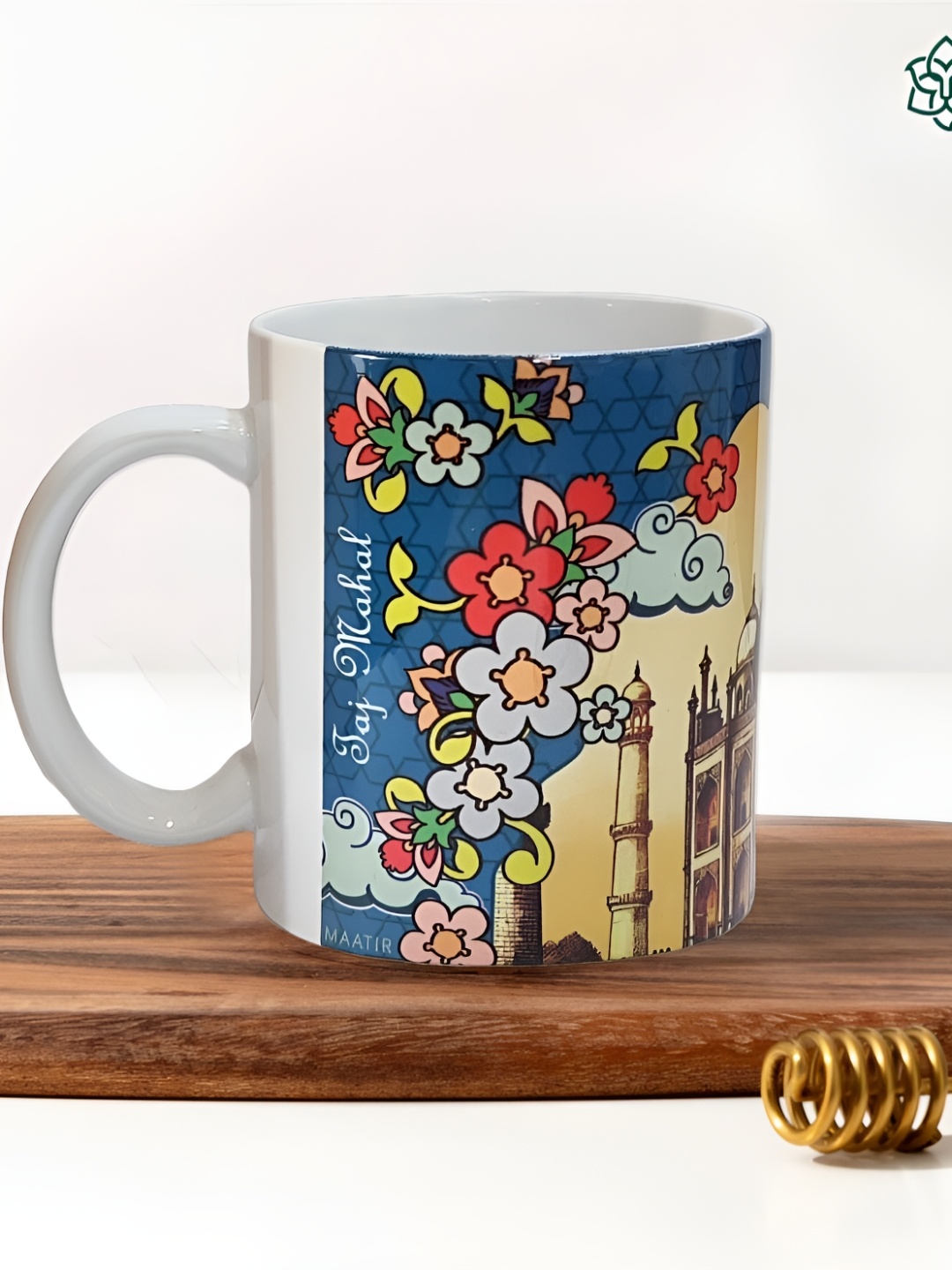 

MAATIR DESIGNS Blue & Yellow Printed Ceramic Glossy Mugs Set of Cups and Mugs