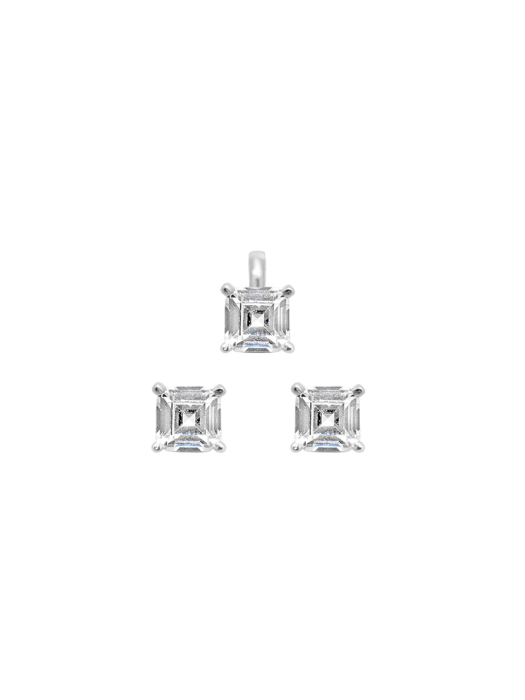 

925 SILLER 925 Sterling Silver Rhodium-Plated Cubic Zirconia-Studded Jewellery Set