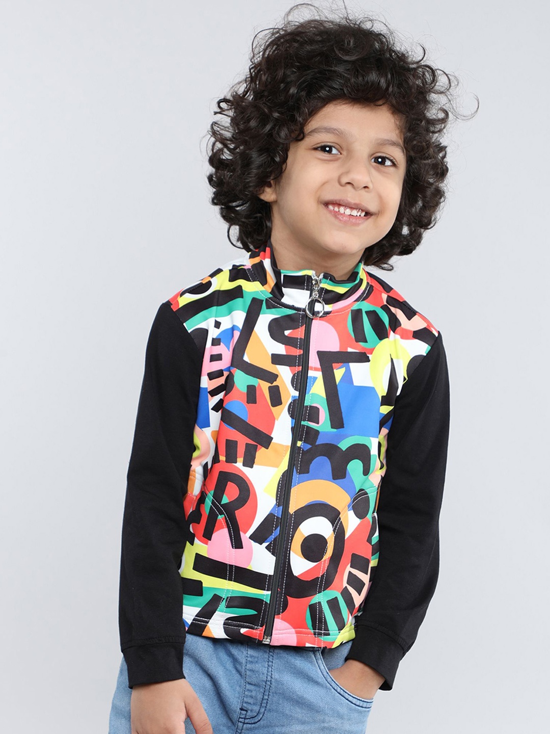 

taffykids Boys Mock Collar Abstract Printed Casual Tailored Jacket, Red