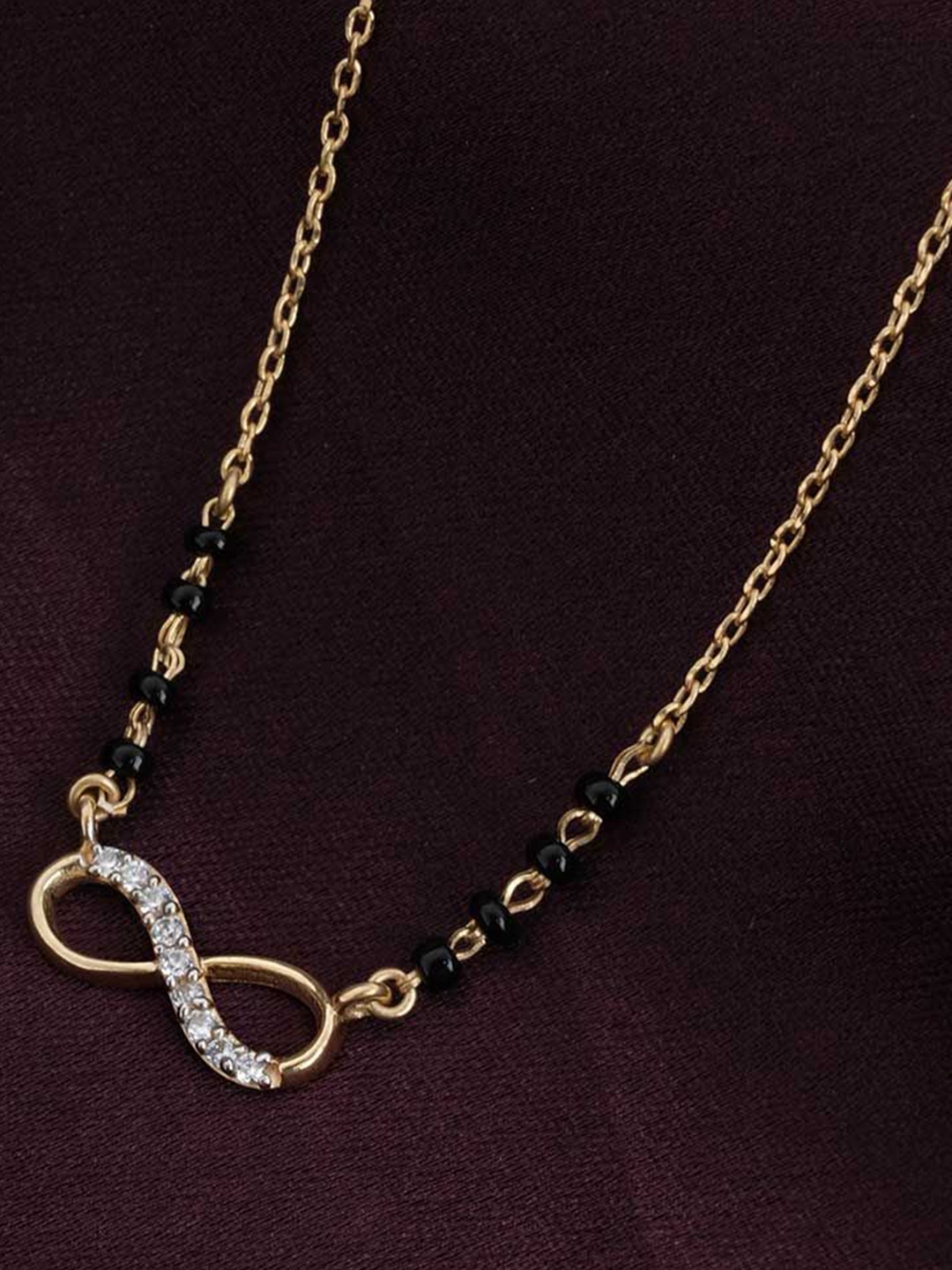 

PALMONAS 925 Sterling Silver Gold-Plated Stones and Beads Eternal Bond Mangalsutra