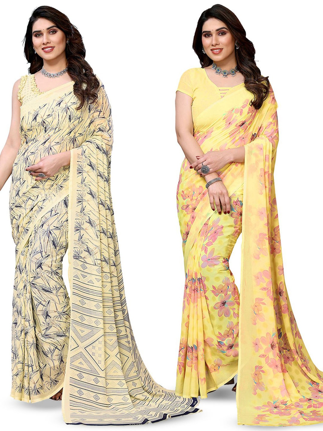 

Moda Rapido Floral Poly Georgette Saree, Yellow