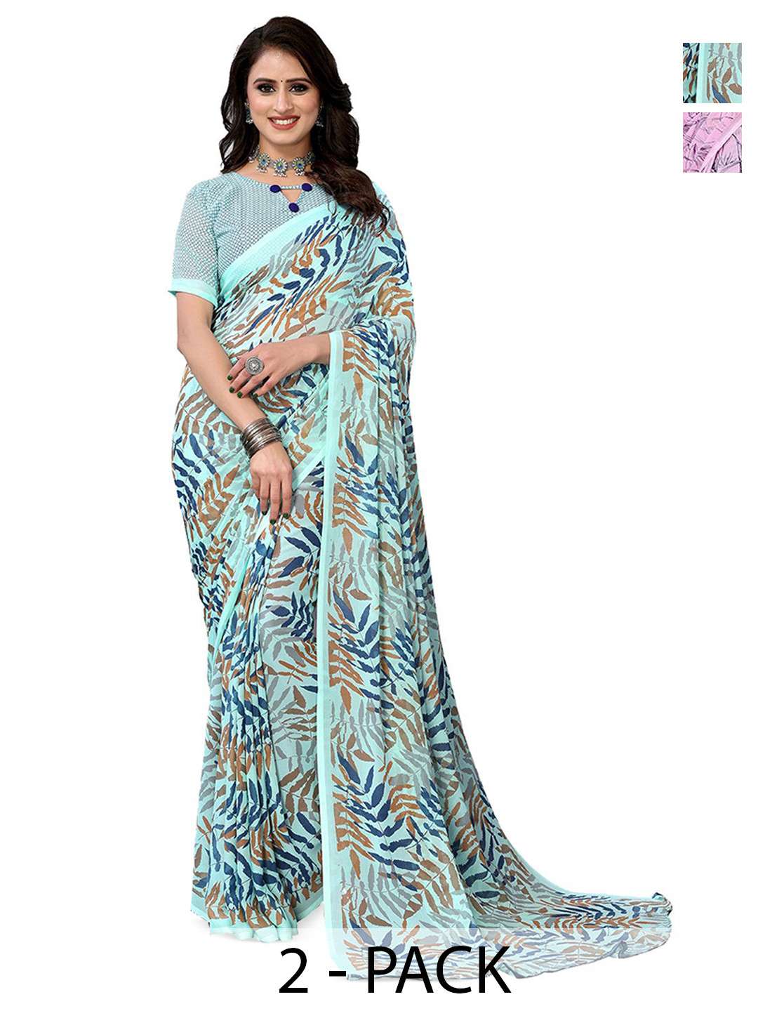 

Moda Rapido Floral Poly Georgette Saree, Pink