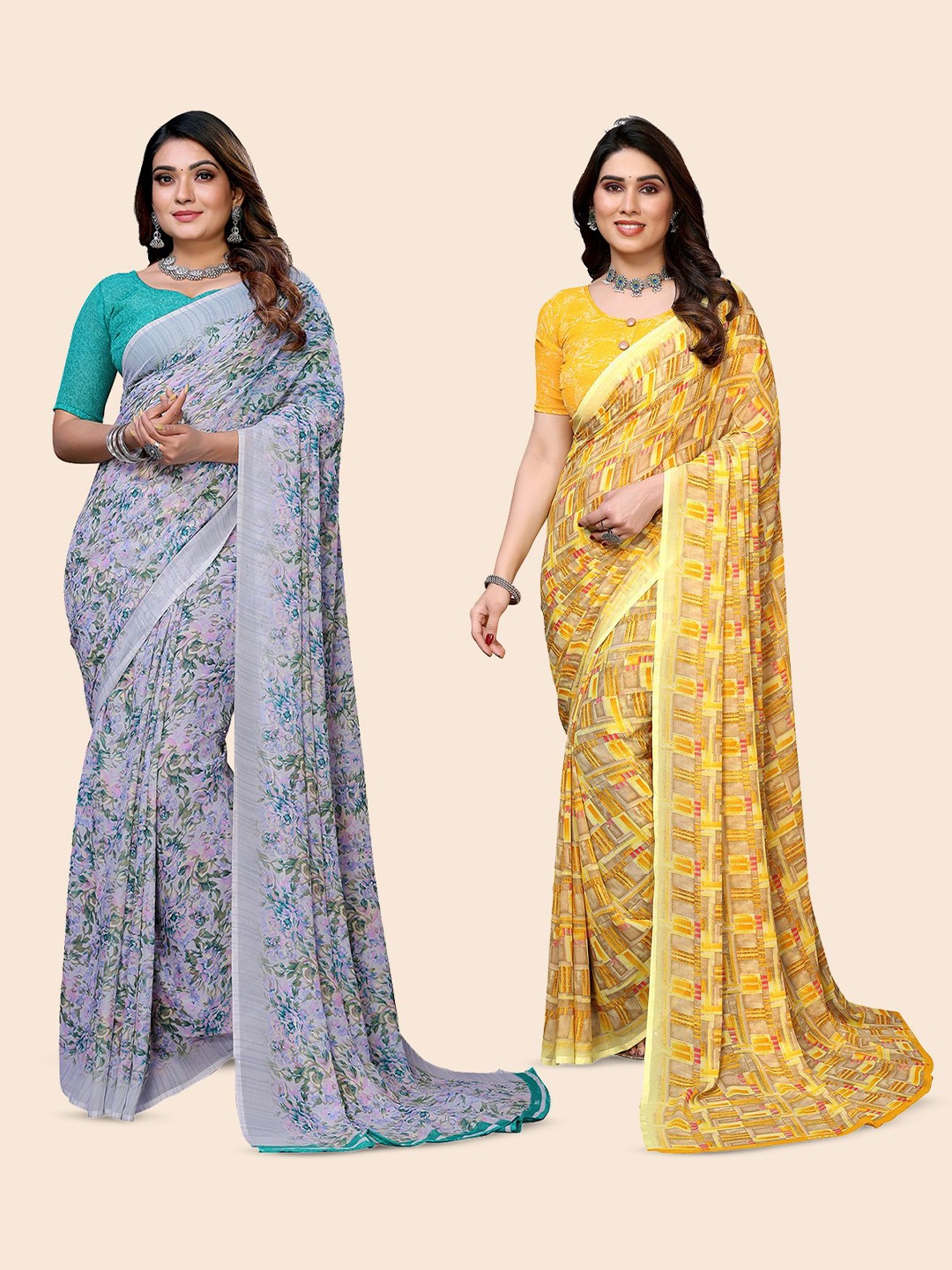 

Moda Rapido Floral Poly Georgette Saree, Yellow
