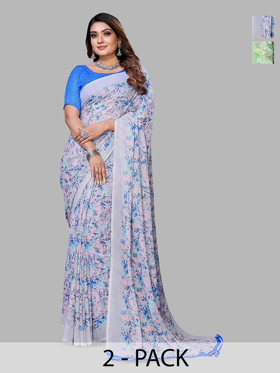 

Moda Rapido Floral Poly Georgette Saree, Green