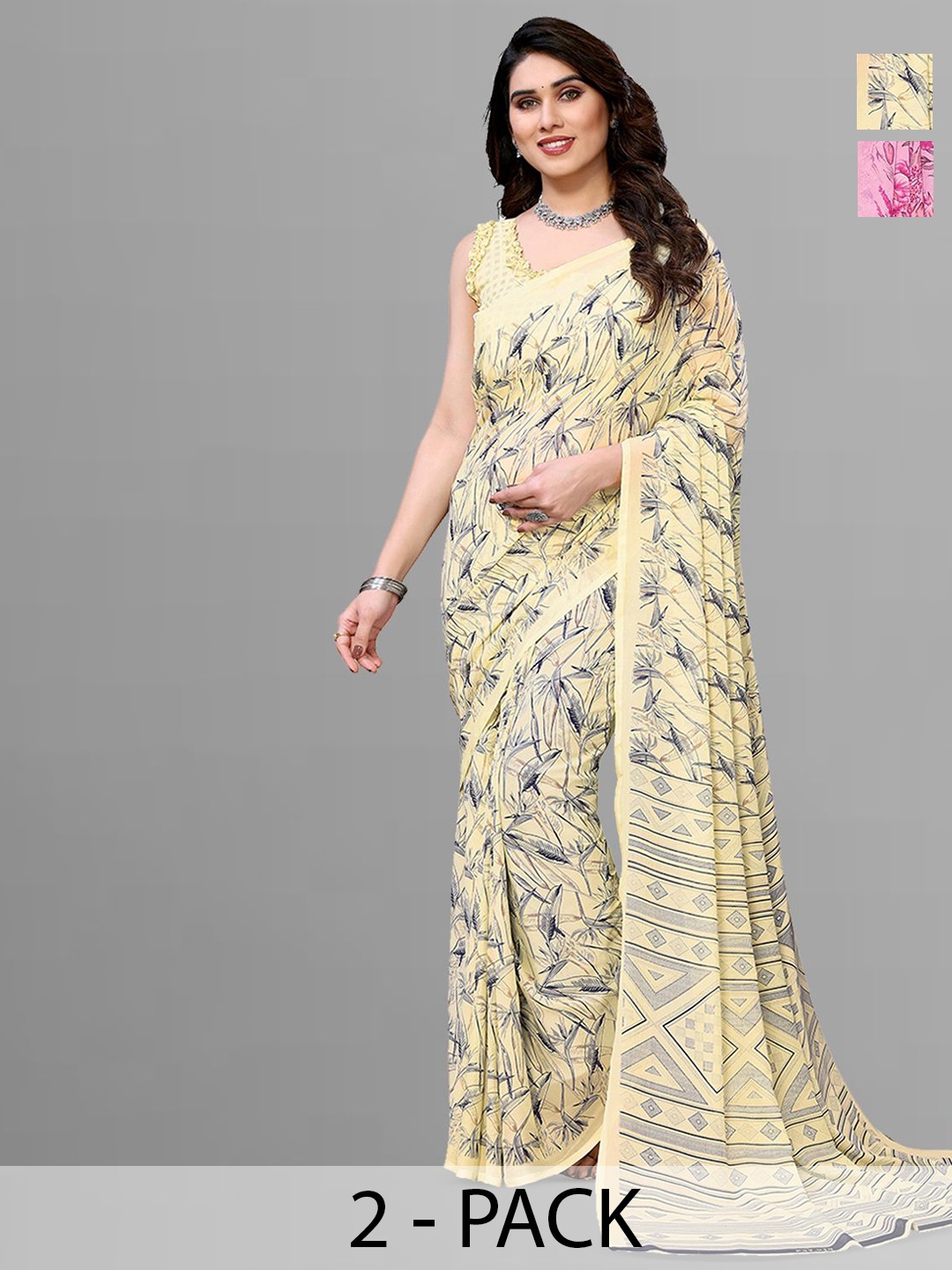 

Moda Rapido Floral Poly Georgette Saree, Yellow
