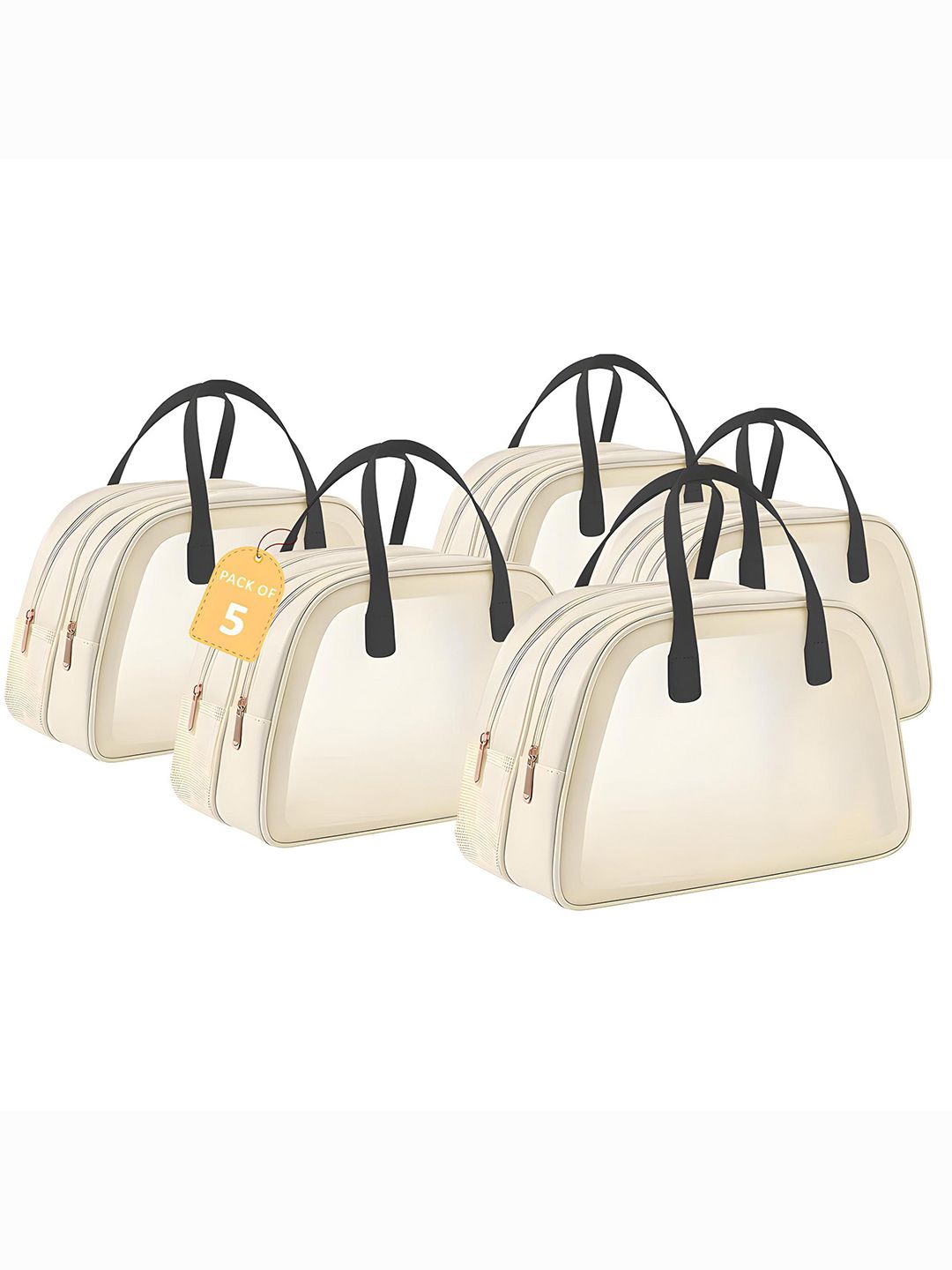 

Kuber Industries Set Of 5 Waterproof Cosmetic Pouch Travel Bag, Beige