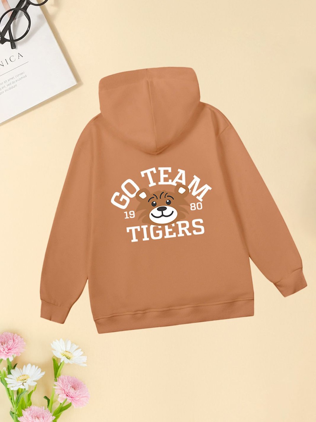 

FOREVER FRIDAY Boys Fleece Printed Hooded Sweatshirt, Brown