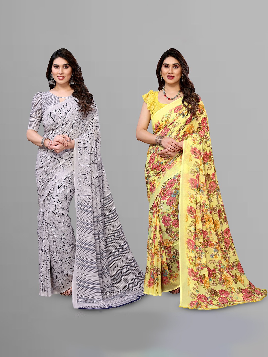 

Moda Rapido Floral Poly Georgette Saree, Yellow