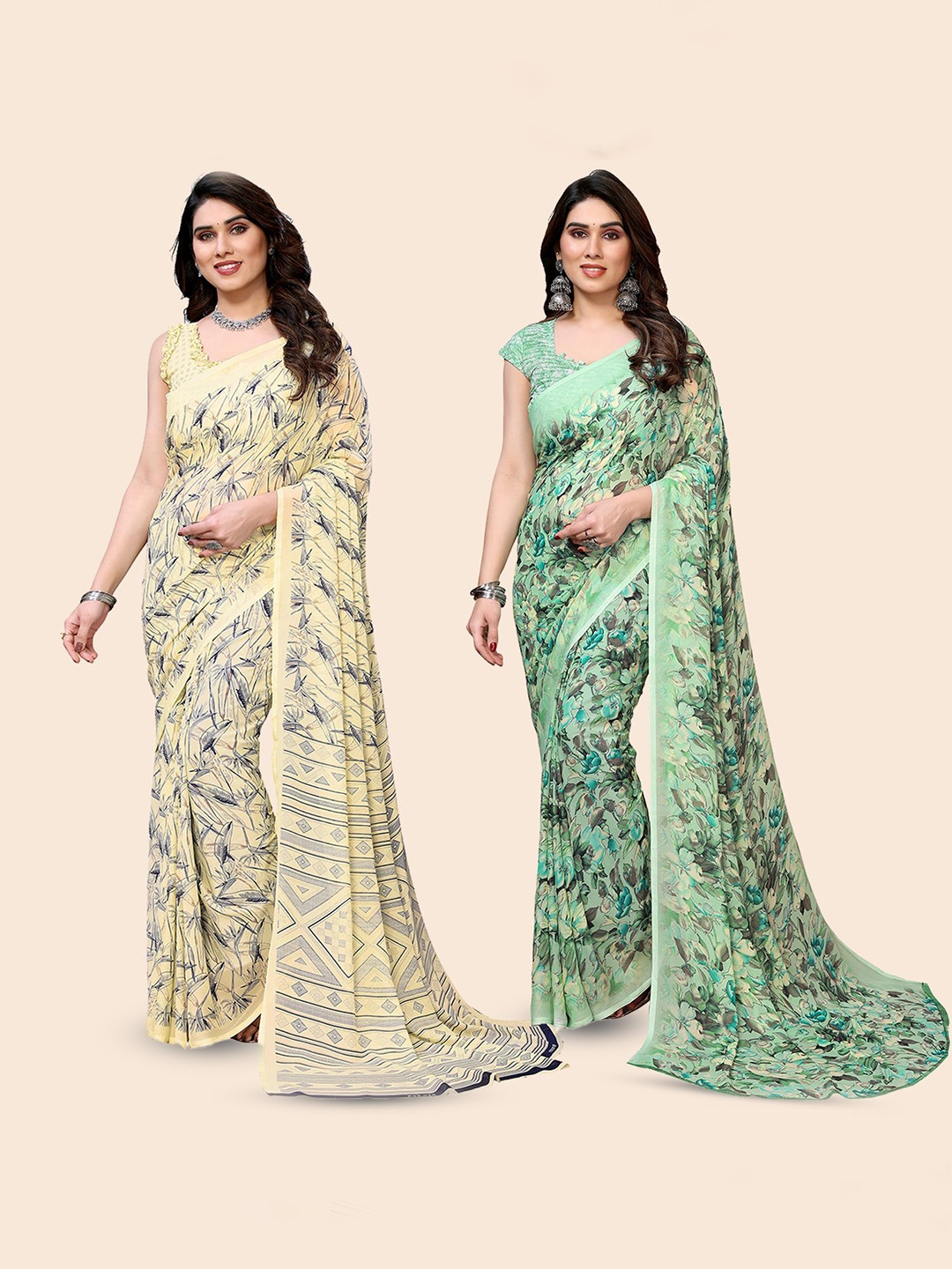 

Moda Rapido Floral Poly Georgette Saree, Yellow