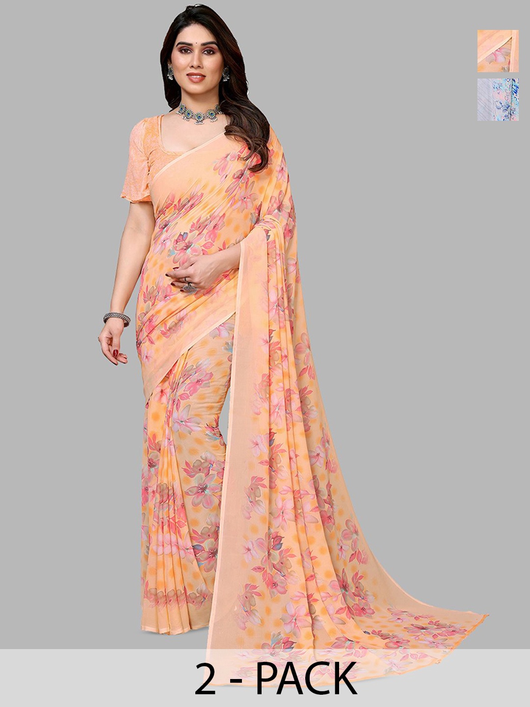 

Moda Rapido Floral Poly Georgette Saree, Orange