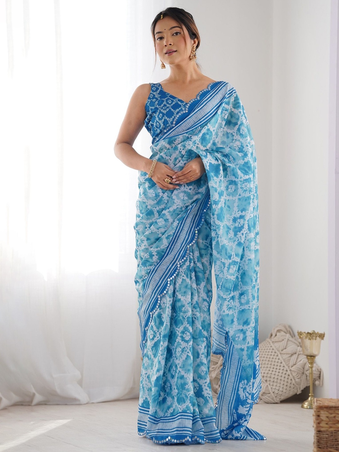 

MySilkLove Embroidered Silk Blend Saree, Blue