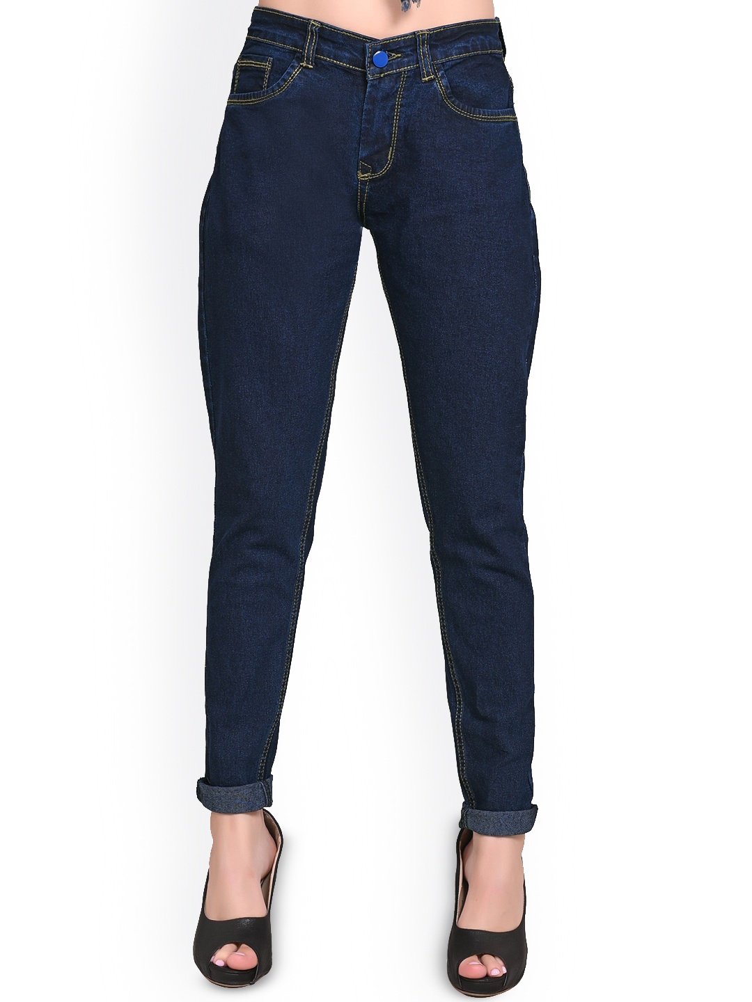 

CEFALU Women Comfort Slim Fit Stretchable Jeans, Black