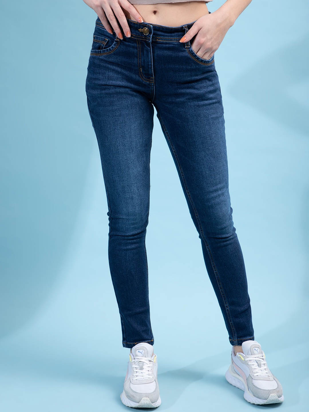 

MANTICORE Women Skin Tight Skinny Fit Jeans, Blue