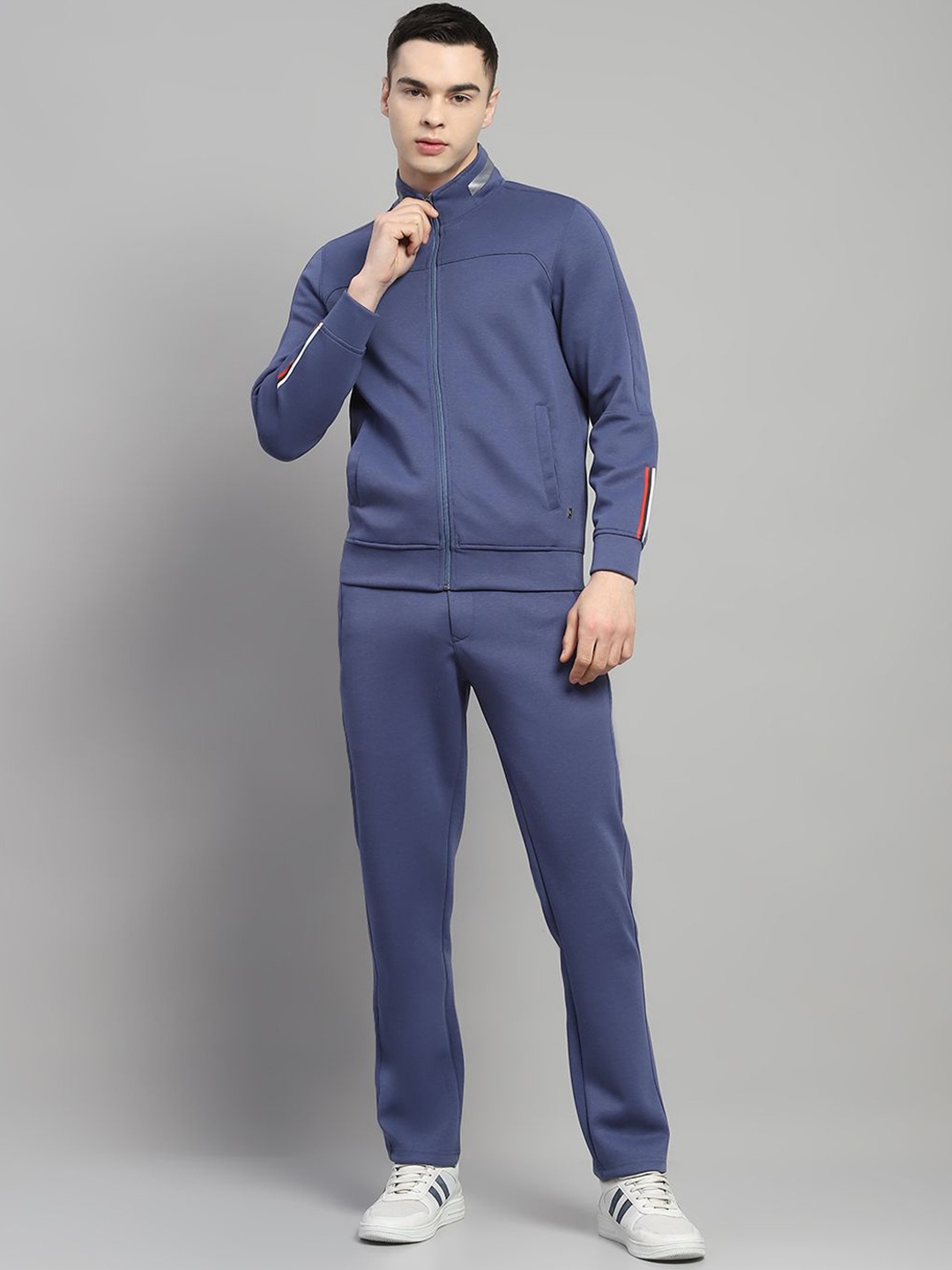 

Monte Carlo Men Mock Neck Full Sleeve Tracksuit, Blue