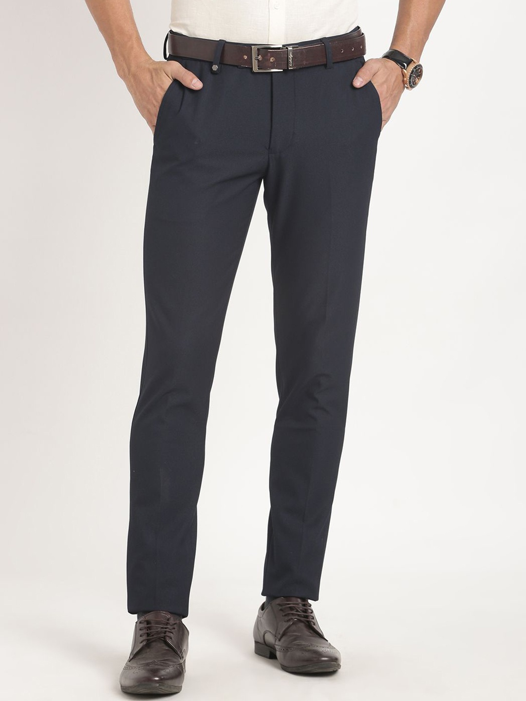 

Turtle Men Tailored Slim Fit Trousers, Navy blue