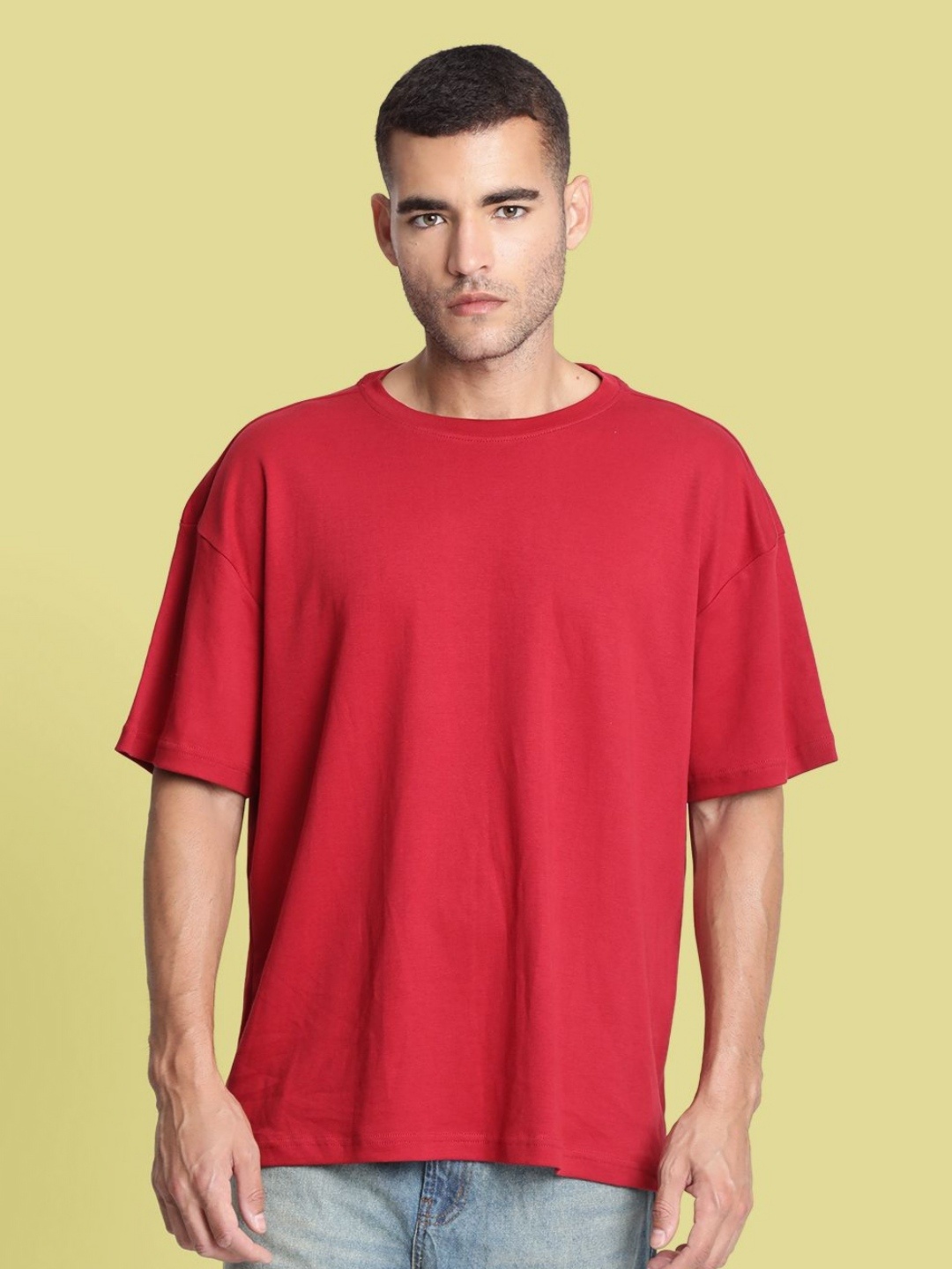 

Bene Kleed Men Drop-Shoulder Sleeves T-shirt, Red