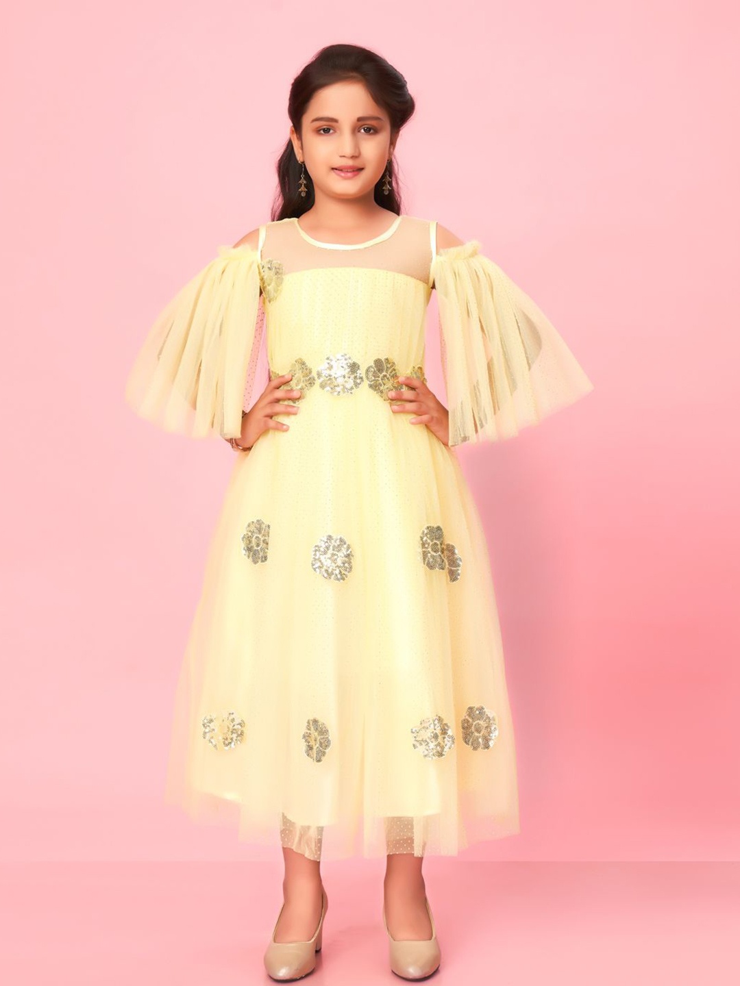 

HERE&NOW Girls Embellished Fit & Flare Midi Dress, Green