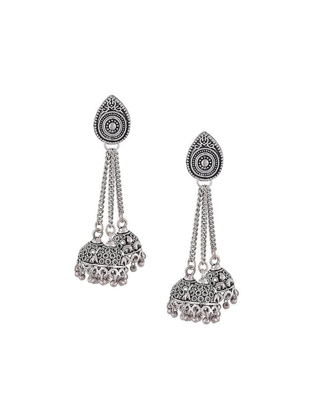 

Kezlin German Silver-Plated Artificial Beaded Dome Shaped Jhumkas