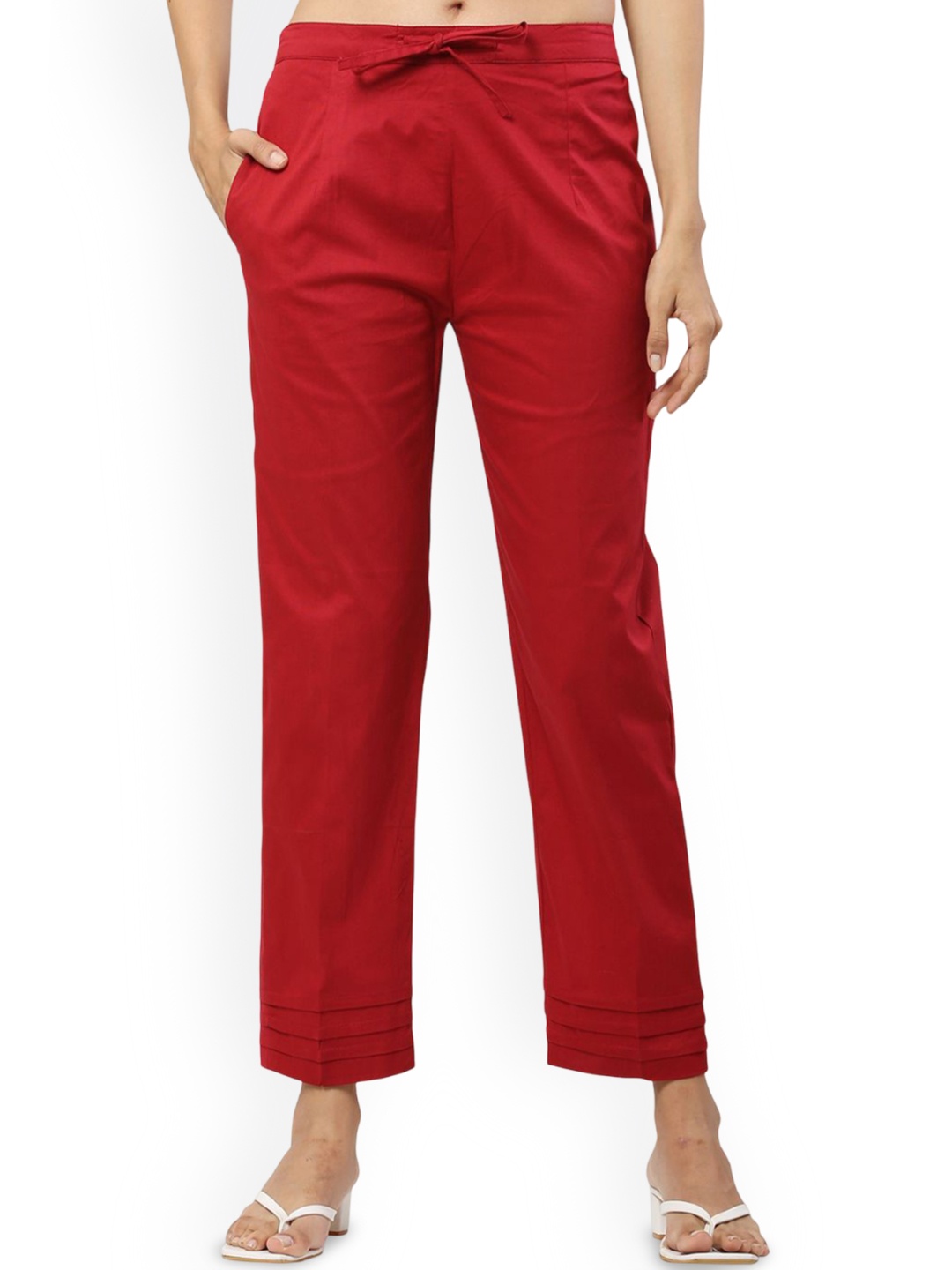 

Sellingsea Women Pleated Details Trousers, Red