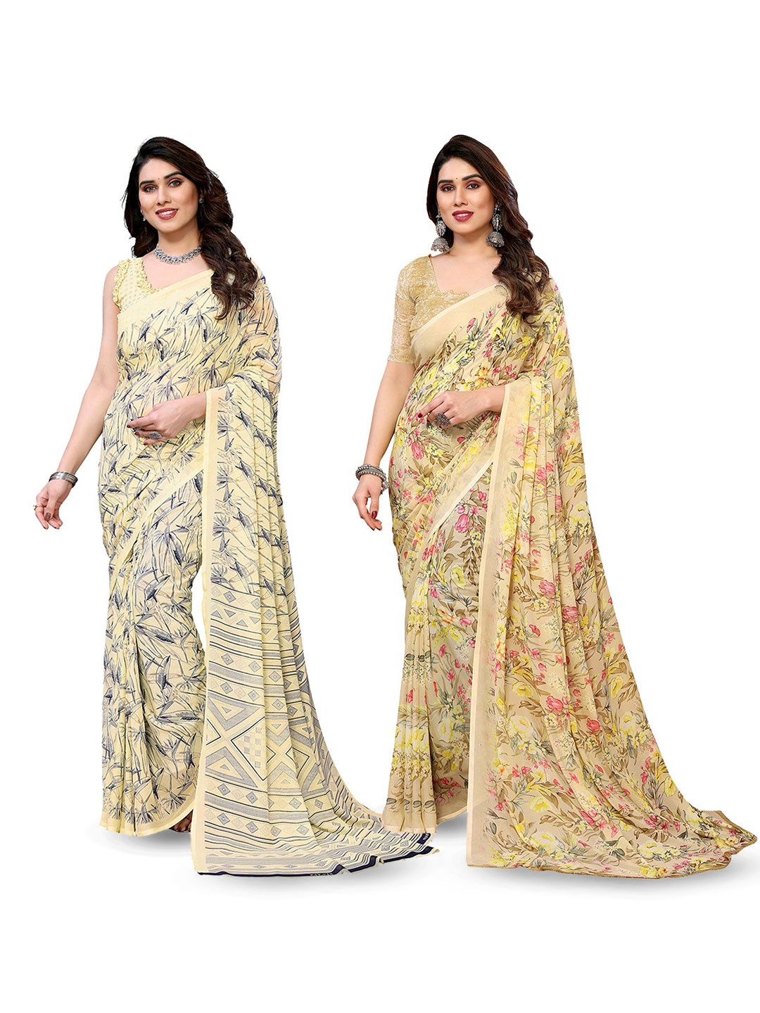 

Moda Rapido Floral Poly Georgette Saree, Yellow