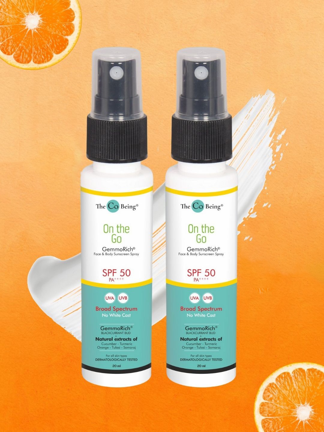 

The Co Being Set Of 2 On The Go Sunscreen With SPF 50 PA++++ - 20 ml Each, White