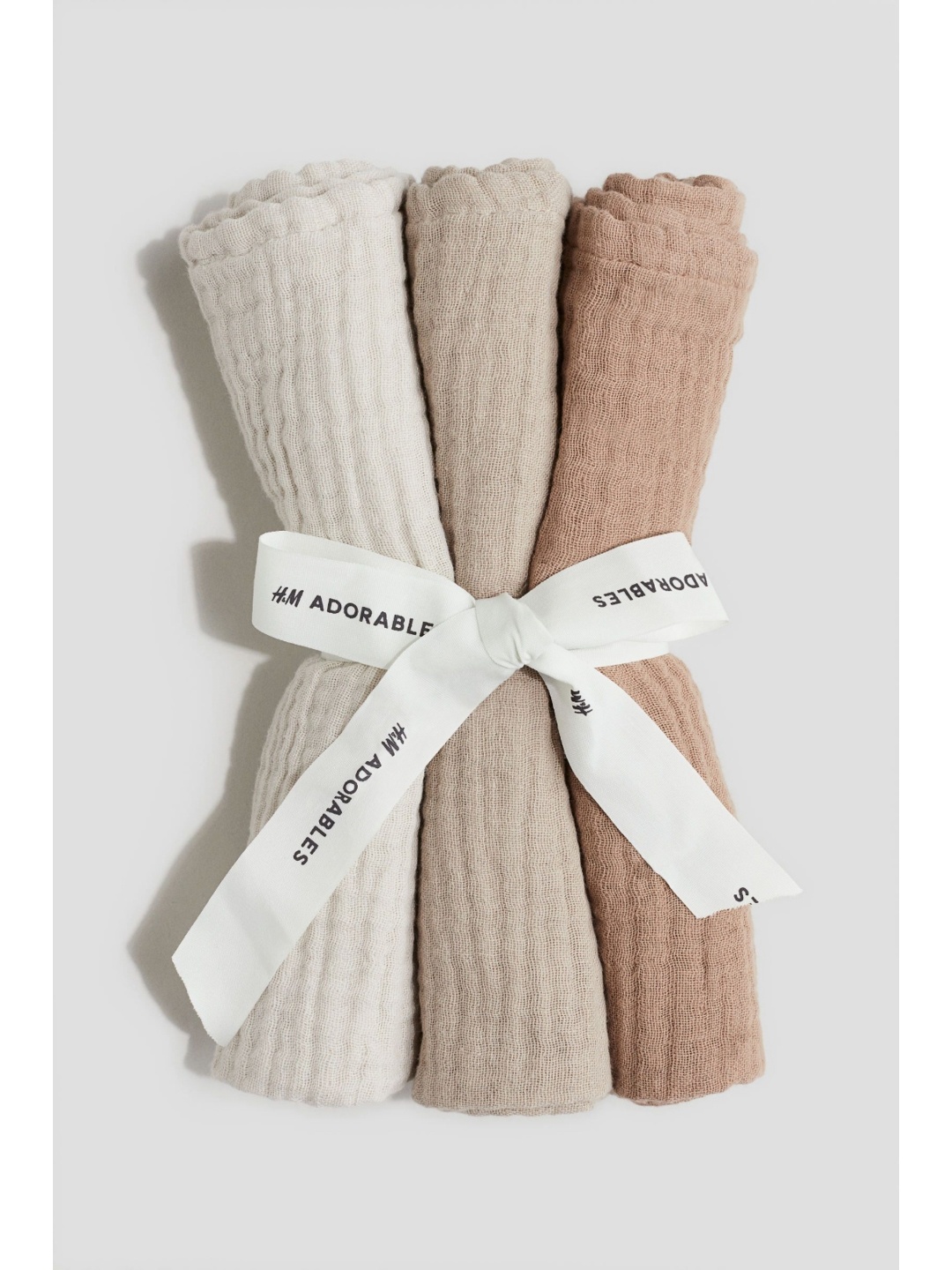 

H&M Beige-Coloured 3-Pack Pure Cotton Small Muslin Cloths