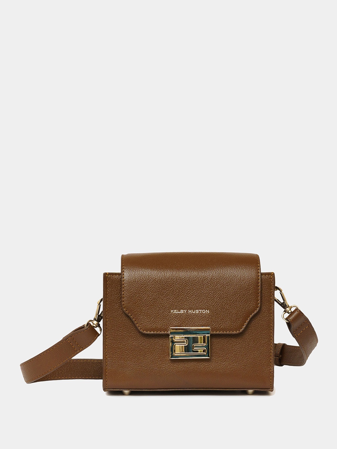 

KELBY HUSTON Textured Leather Structured Sling Bag, Brown