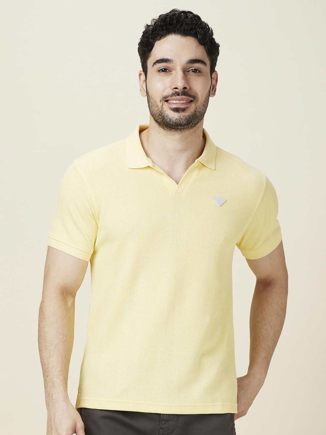 

Being Human Men Self Design Polo Collar Slim Fit T-shirt, Yellow