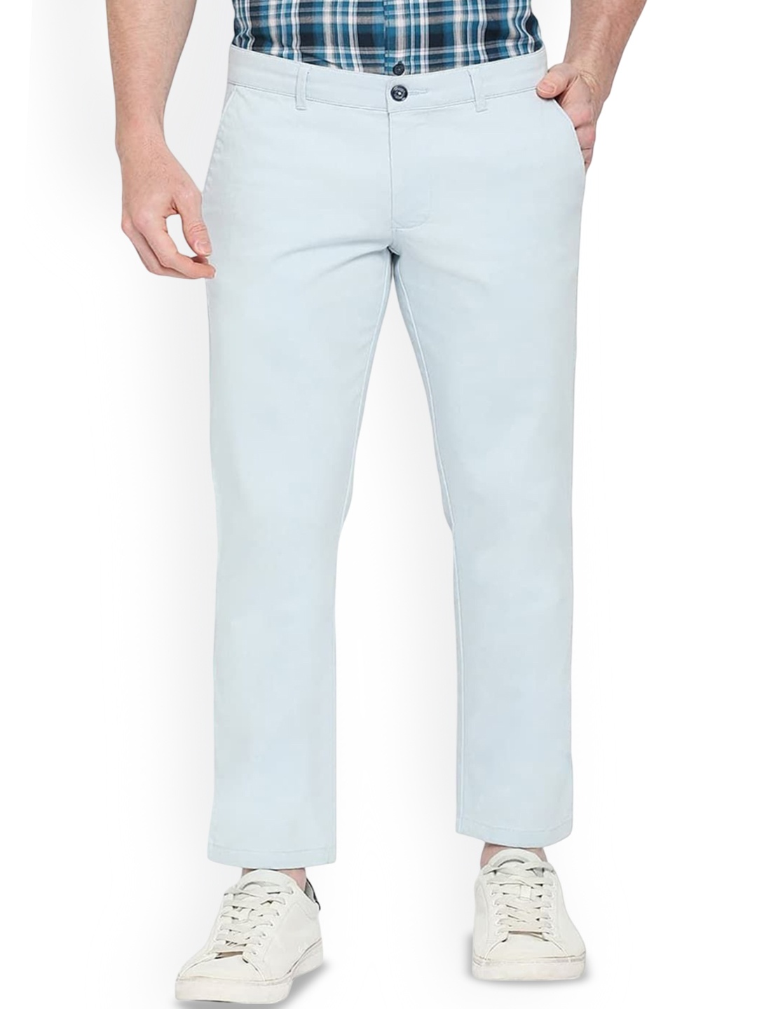 

Basics Men Mid-Rise Skinny Fit Trousers, Blue