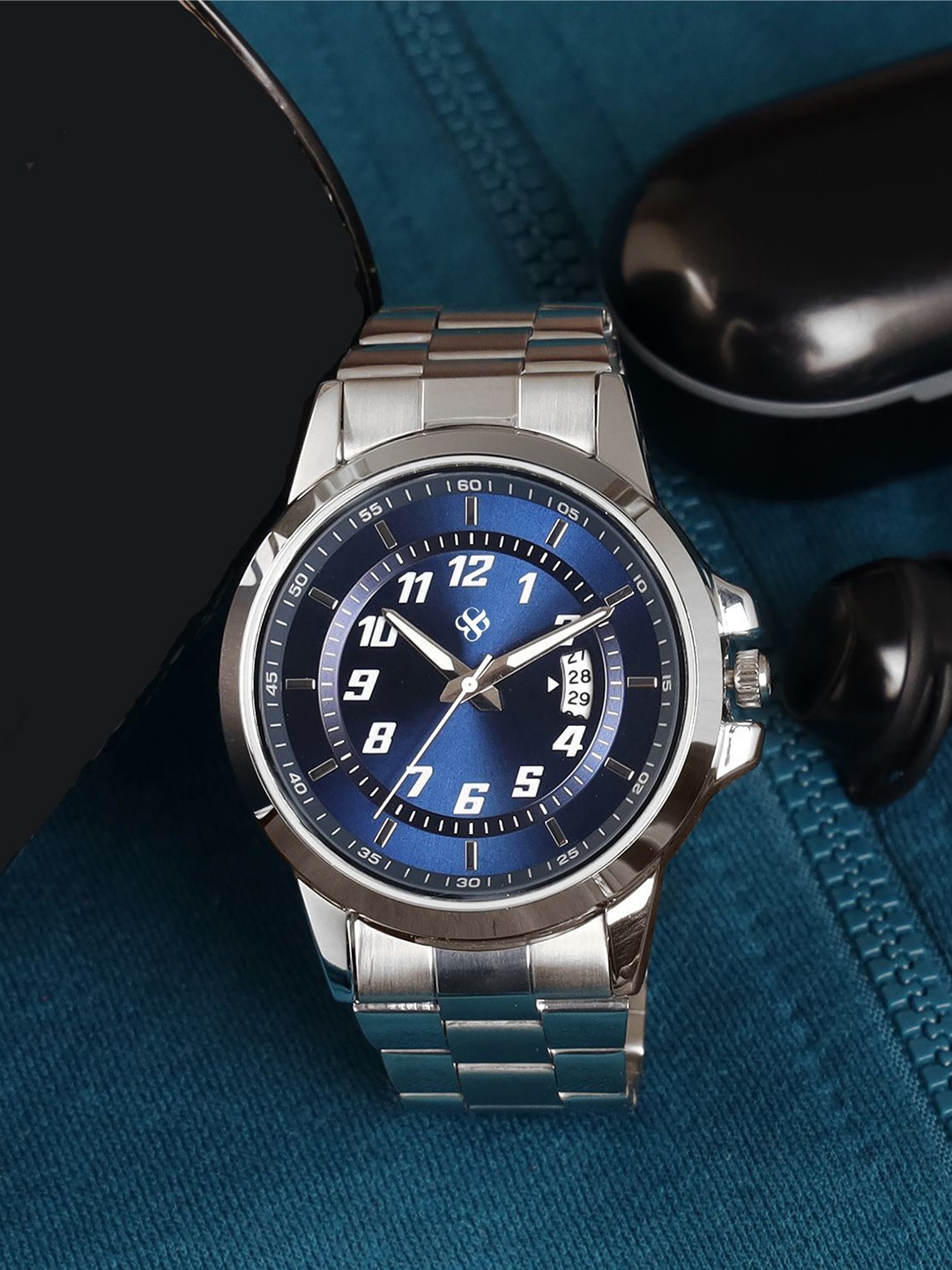 

BIG SHOT Men Embellished Dial & Stainless Steel Bracelet Style Straps Analogue Watch BSM070A, Blue