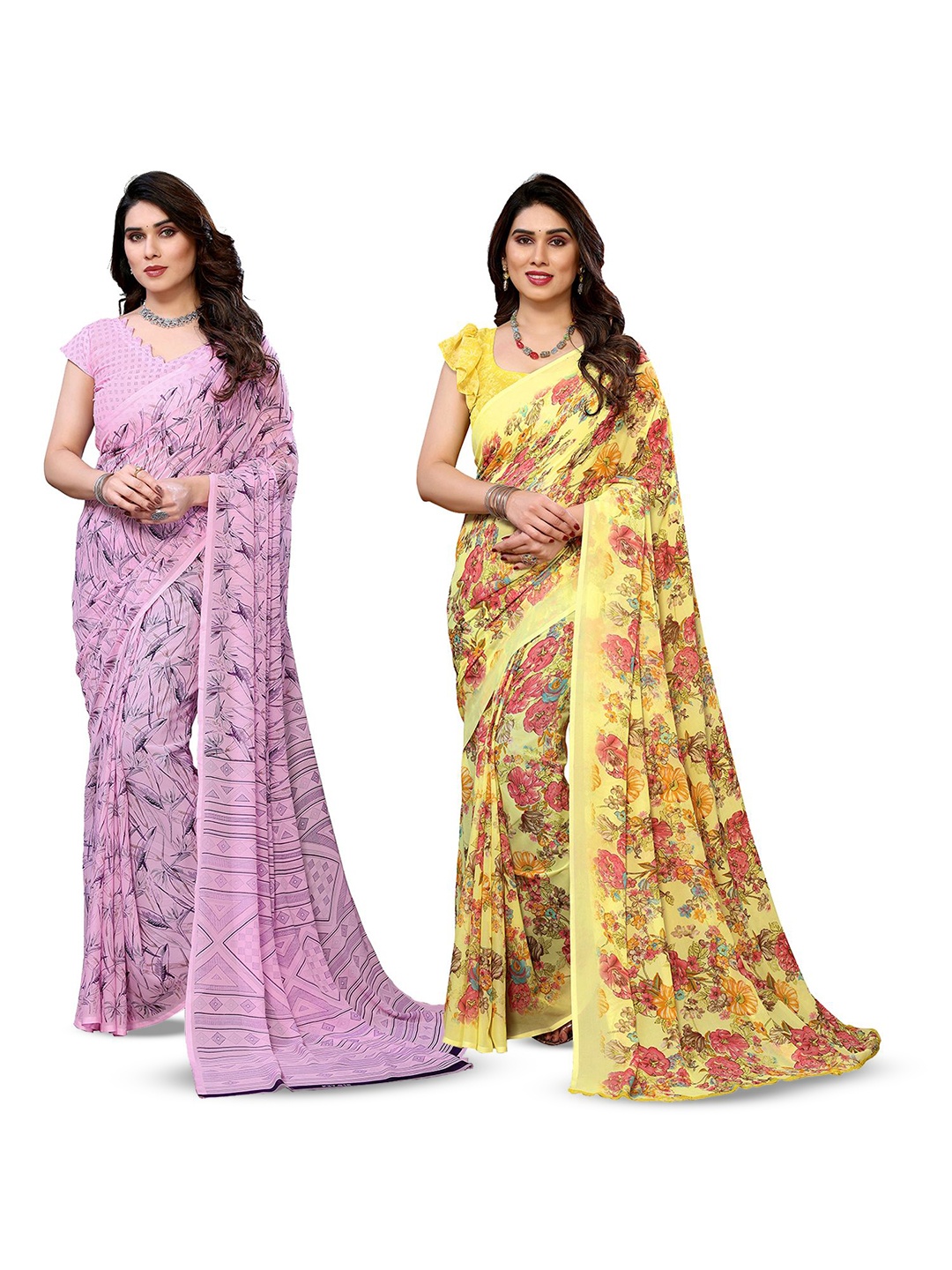 

Moda Rapido Floral Poly Georgette Saree, Yellow