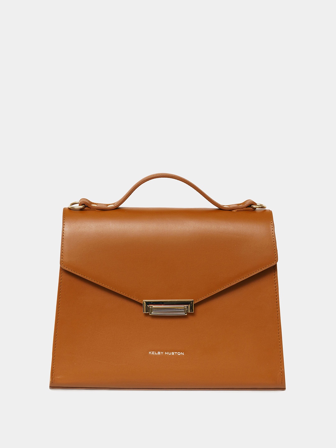

KELBY HUSTON Leather Structured Handheld Bag with Tasselled, Tan