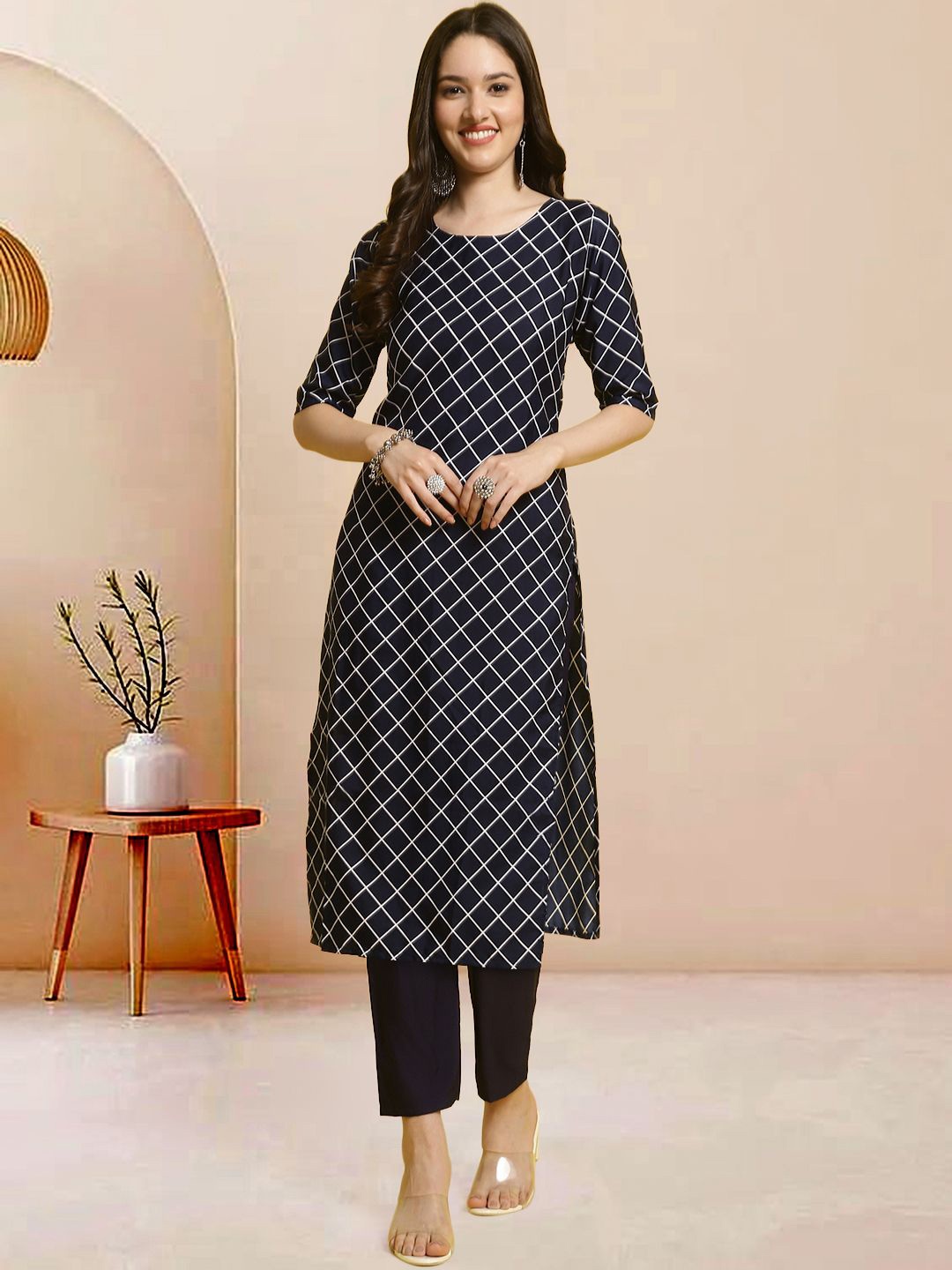 

Moda Rapido Women Ethnic Motifs Printed Regular Kurta with Trousers, Blue